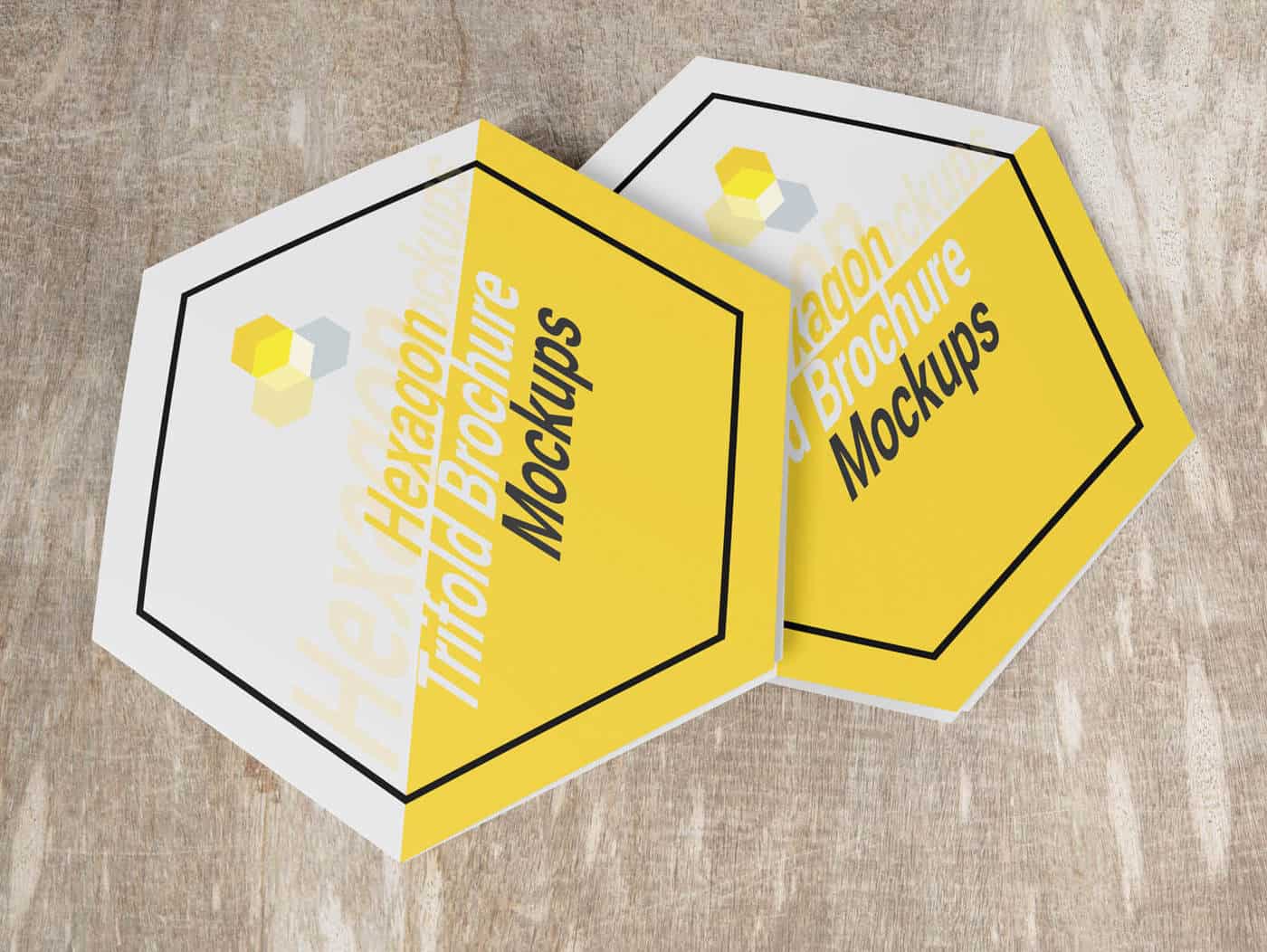  Hexagon Trifold Brochure Mockups 