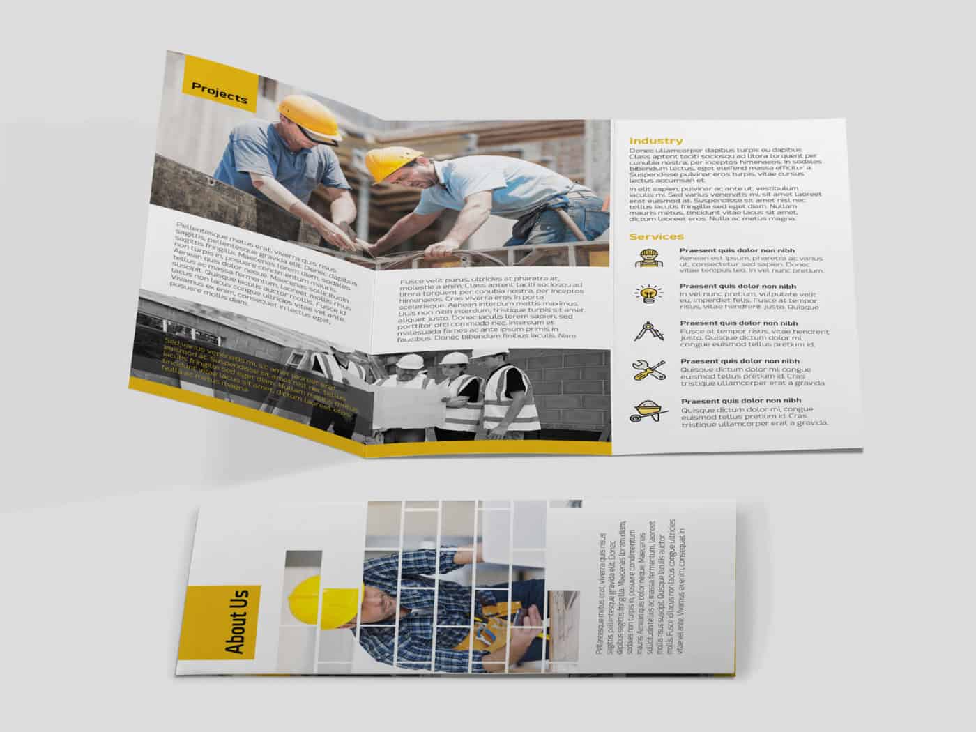 Customizable PSD Construction Trifold Brochure Template