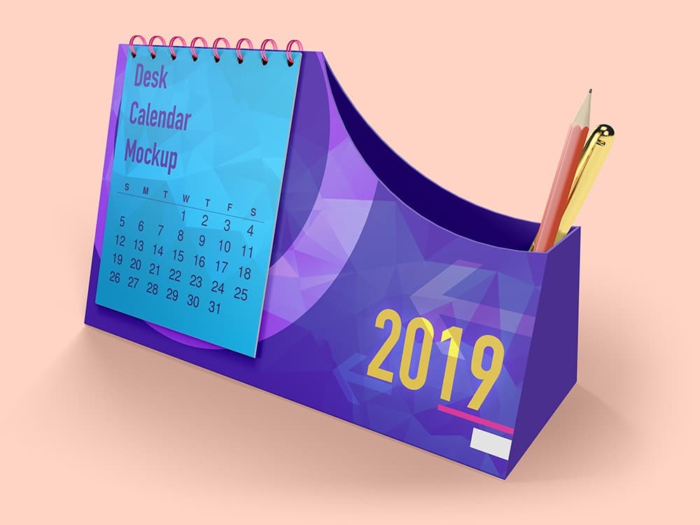 Download Free Download Desk Calendar With Pen Box Mockups