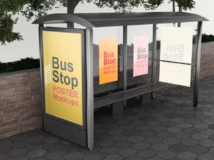 Poster on Bus Stop Mockups
