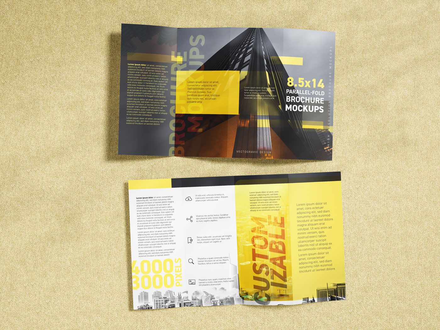 8.5×14 Parallel-fold Brochure Mockups