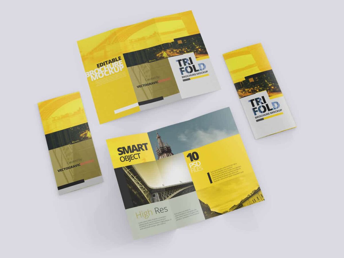  8.5×11 Tri Fold Brochure Mockups 