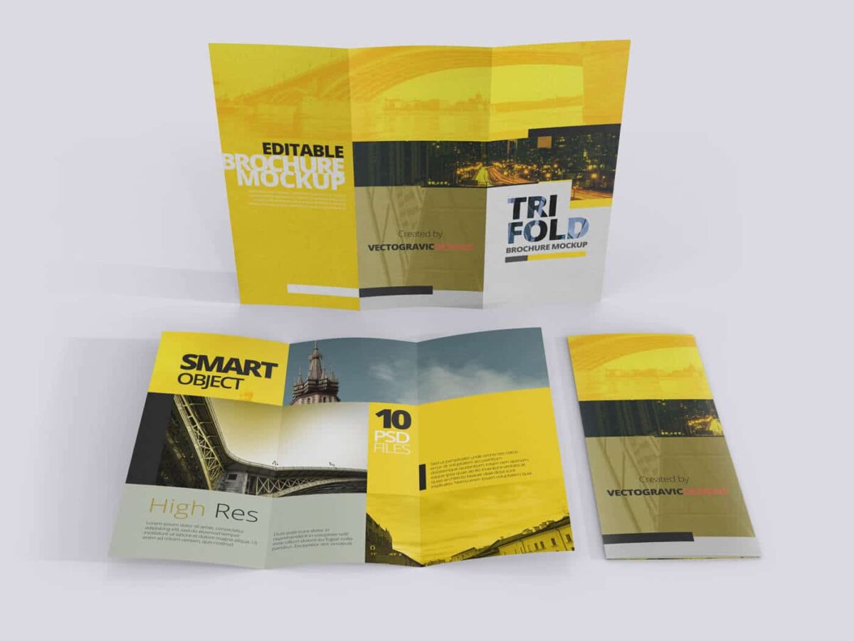  8.5×11 Tri Fold Brochure Mockups 