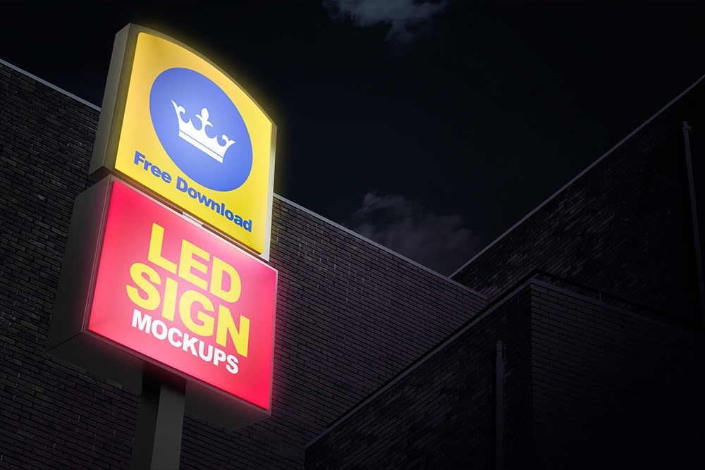  Double Stacking LED Sign Display Mockups 