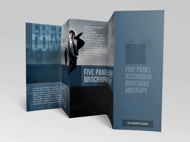  Five panel accordion brochure mockups 