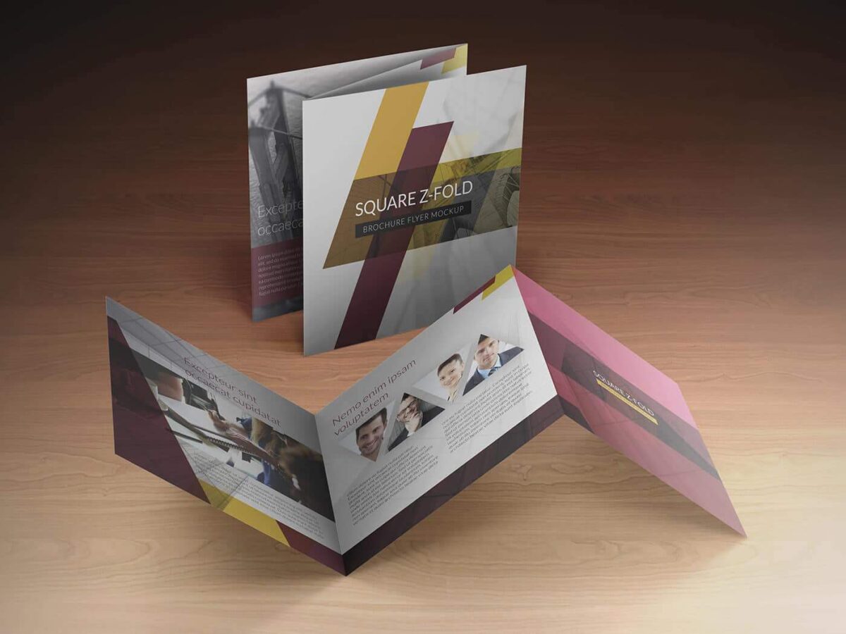  Square Z-Fold Brochure Mockup 