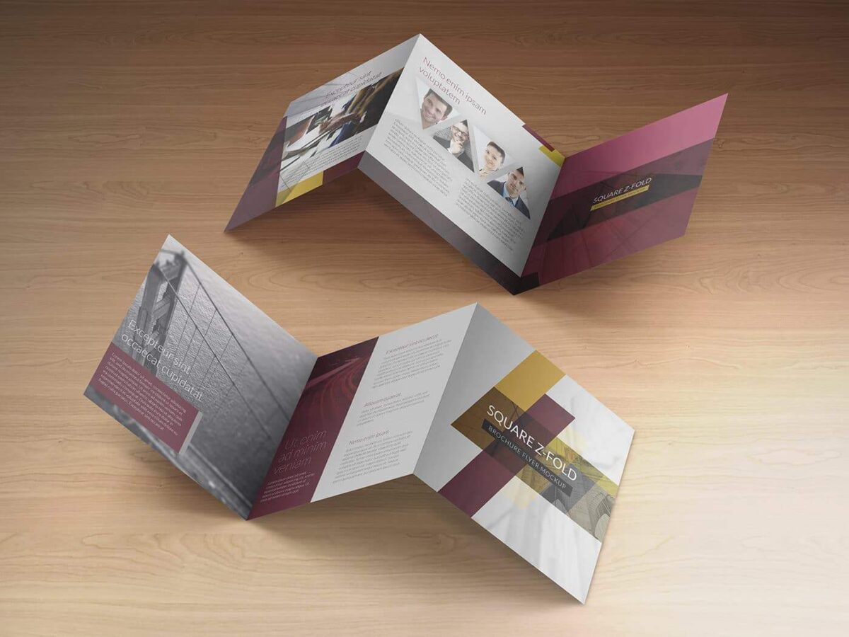  Square Z-Fold Brochure Mockup 