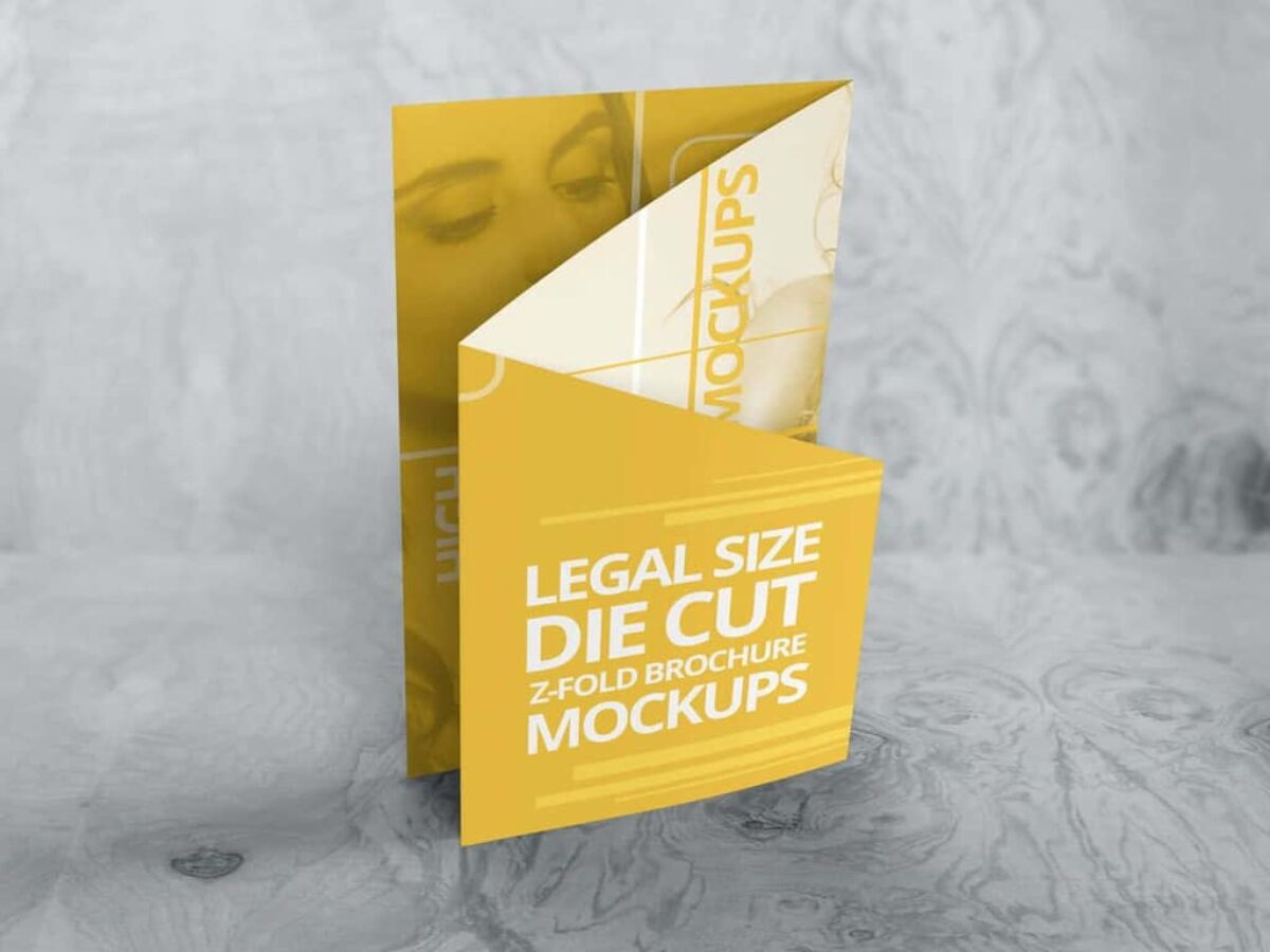  Customizable Z Fold Die Cut Brochure Mockups 