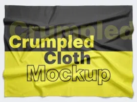Free Crumpled Cloth Mockups on a Wall
